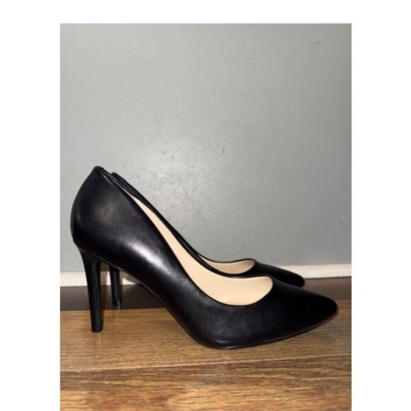 NINE WEST Etta Black Leather Pumps Heels Size 8M - Picture 4 of 13